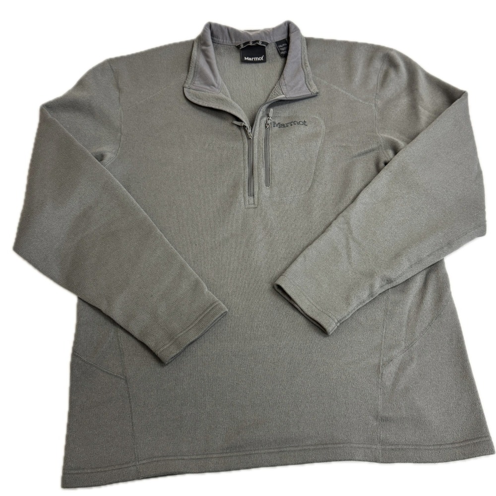 Marmot Pullover Mens XXL Gray Fleece‎ Quarter Zip E71100 Gorpcore